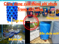 Vỏ thùng phi nhựa 30 lít hóa chất trong gara, thùng phuy nhựa làm nhà nổi 