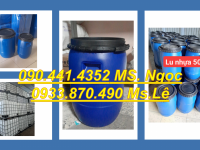 Thùng phuy nhựa mới đẹp nhất 220 lít, thùng phi nhựa 4 đai 220L nắp kín