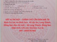 ĐẤT VỊ TRÍ ĐẸP – CHÍNH CHỦ CẦN BÁN Đất Tái Định Cư Lộc An Bình Sơn, Xã Lộc An, Long Thành, Đồng Nai.