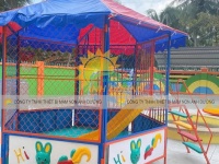 Nhà banh nhựa đa năng giá rẻ, nhà banh sắt cầu trượt mầm non