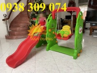 Cầu trượt xích đu con gấu giá rẻ, cầu trượt đơn con gấu