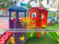 Bộ nhà leo cầu trượt 2 khối nhà đa năng,cầu trượt 2 khối nhà