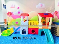 Bộ nhà leo cầu trượt 2 khối nhà đa năng,cầu trượt 2 khối nhà