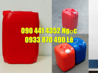 Công ty sx can 20 lít màu phân loại hóa chất, can nhựa 25 lít vuông nắp đỏ, trắng, xanh 