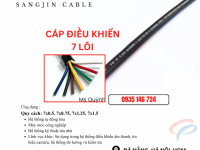 Cáp cvvs 7x0.5, 7x0.75, 7x1.25, 7x1.5 sangjin Sài Gòn, Ninh Thuận, Trà Vinh, Vĩnh Long, Tây ninh