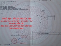 LÔ ĐẤT ĐẸP - ĐẦU TƯ SINH LỜI - Cần Bán Đất Thôn THÁC ĐÁ – EA KUÊH – CƯ M’GAR – ĐẮK LẮK