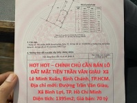 HOT HOT – CHÍNH CHỦ CẦN BÁN LÔ ĐẤT MẶT TIỀN TRẦN VĂN GIÀU  Xã Lê Minh Xuân, Bình Chánh, TP.HCM