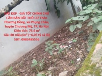 ĐẤT ĐẸP - GIÁ TỐT CHÍNH CHỦ CẦN BÁN ĐẤT THỔ CƯ -xã  PHỤNG CHÂU, CHƯƠNG MỸ, HÀ NỘI