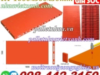 Pallet nhựa lót sàn sân khấu 1000x500x50mm mặt kín màu cam