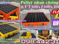 Pallet nhựa chống tràn BVMT 4 phuy KT 1300x1300x300mm