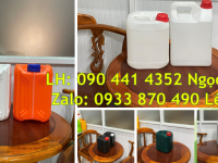 Can nhựa 0.5 lít vuông, can 1 lít màu đen, can 5 lít đựng hóa chất màu trắng 