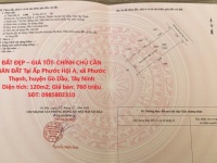 ĐẤT ĐẸP – GIÁ TỐT- CHÍNH CHỦ CẦN BÁN ĐẤT Tại Ấp Phước Hội A, xã Phước Thạnh, huyện Gò Dầu, Tây Ninh