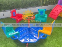 Đu quay 4 chỗ ghế hình con gấu cho trẻ mầm non