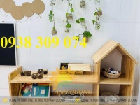 Kệ montessori ngôi nhà mầm non, Kệ gỗ montessori để đồ chơi học liệu