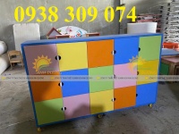 Tủ đựng cặp dép mầm non, tủ đựng balo sách trẻ em mầm non