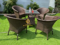 Bàn ghế Cafe mây nhựa QD- 074
