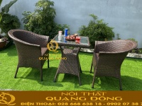 Bàn ghế Cafe mây nhựa QD- 074