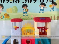 Bộ nhà leo cầu trượt 2 khối , Cầu trượt liên hoàn 2 khối đa năng