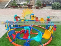 Đu quay trên ray 6 ngựa dành cho trẻ em, đu quay đạp chân trên ray mầm non