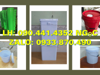 Xô nhựa 20 lít đựng gạo, vỏ thùng sơn 18 lít, xô nhựa 16 lít đựng hóa chất kết tủa 