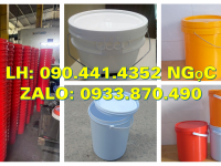 Xô nhựa 20 lít đựng gạo, vỏ thùng sơn 18 lít, xô nhựa 16 lít đựng hóa chất kết tủa 