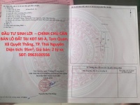 ĐẦU TƯ SINH LỜI  – CHÍNH CHỦ CẦN BÁN LÔ ĐẤT TẠI KĐT MI-A, Tam Quan, Xã Quyết Thắng, TP. Thái Nguyên