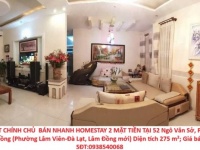 HOMESTAY ĐẸP- GIÁ TỐT CHÍNH CHỦ  BÁN NHANH HOMESTAY 2 MẶT TIỀN TẠI 52 Ngô Văn Sở  phường 9 cũ Đà Lạt