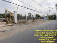 CHÍNH CHỦ CẦN ĐẤT VỊ TRÍ ĐẸP Tại Xã Bình Chánh, Huyện Bình Chánh, TP HCM