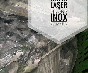 Khắc Laser Muỗng inox, xưỡng nhận gia công khắc laser  logo