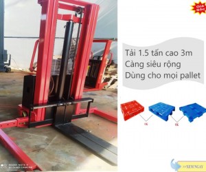 Xe Nâng Bán Tự Động Chân Khuỳnh 1.5 Tấn Cao 3M