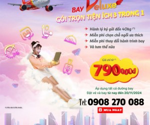 Trải nghiệm tiện ích trọn gói 3 trong 1 khi bay DELUXE cùng Vietjet 