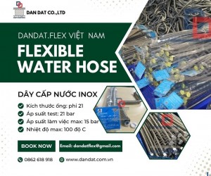 Dây cấp nước inox bình nóng lạnh, Dây dẫn nước mềm inox phi 21 sẵn hàng