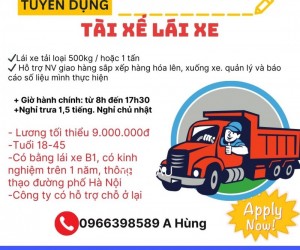 CÔNG TY VẬN TẢI MINH HÙNG TUYỂN 1 TÀI XẾ LÁI XE.