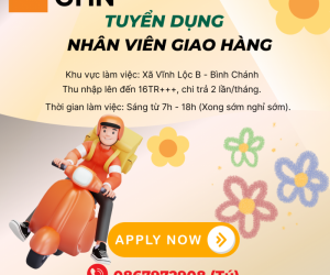  NHÂN VIÊN GIAO HÀNG THU NHẬP TỪ 15.000.000Đ/THÁNG ++