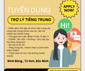 TUYỂN DỤNG TRỢ LÝ TIẾNG TRUNG 