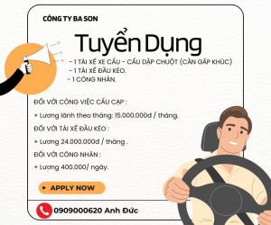 CÔNG TY BA SƠN CẦN TUYỂN:    