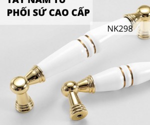 Tay nắm tủ hợp kim cao cấp phối sứ trắng NK298 | Zalo 0901 196 552