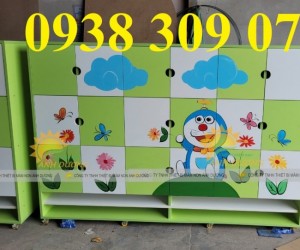 Tủ đựng cặp hình doraemon, tủ đựng đồ dùng cá nhân mầm non