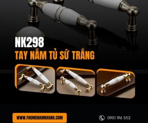 Tay nắm tủ phối sứ trắng NK298 | Zalo 0901 196 552