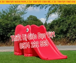 Cầu trượt mầm non con voi, cầu trượt nguyên khối cho bé