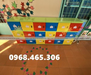 Tủ đựng nhựa đựng balo cặp sách, đồ dùng mầm non