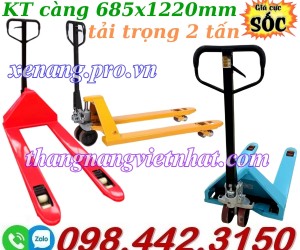 Xe nâng tay siêu thấp 51mm tải 2 tấn càng rộng 685x1220mm