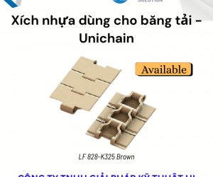 Xích nhựa dùng cho băng tải. Hãng Unichain. Loại uni828 K325