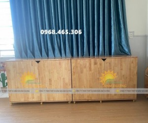 Tủ gỗ đựng chăn gối mầm non, tủ gỗ nhà trẻ mẫu giáo