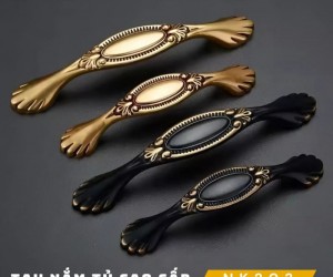 Tay nắm tủ đồng phối hoa văn cổ điển NK203 | Zalo 0901 196 552