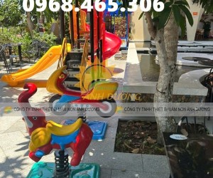 Nhà banh sắt trẻ em lục giác có mái che ngoài trời, thú nhún trẻ em