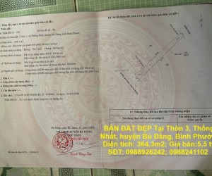 ĐẤT ĐẸP - GIÁ TỐT CHÍNH CHỦ BÁN ĐẤT ĐẸP Tại Thôn 3, Thống Nhất, huyện Bù Đăng, Bình Phước