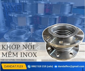 Khớp chống rung, khớp nối mềm inox nối bích, khop noi mem inox