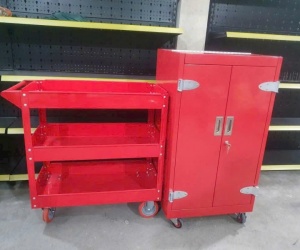 Xe đẩy 3 ngăn để đồ nghề, màu đen / đỏ