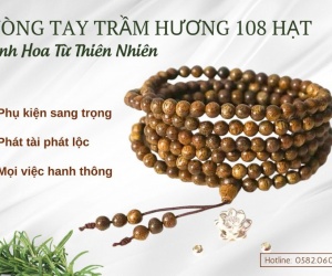 Vòng tay trầm hương 108 hạt / đeo là thơm, mang là an